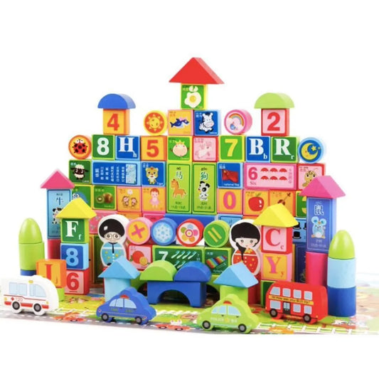 Hra typu puzzle pro objevování města, vícebarevné, dřevo