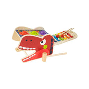 Kreativní typ hračky xilofon malého dinosaura, 7 kusů, dřevo