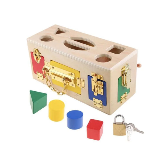 Vzdělávací hračka Montessori Lock Cube, 5 kusů, vícebarevné, dřevo