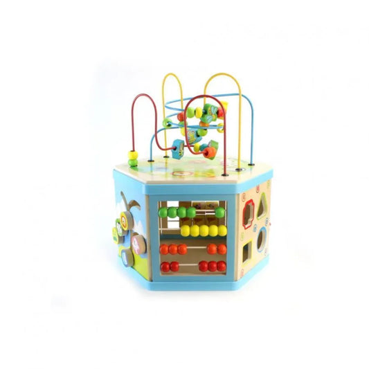 Vzdělávací hračka Montessori Hexagonal Wood 8 in 1, 38 cm, vícebarevné