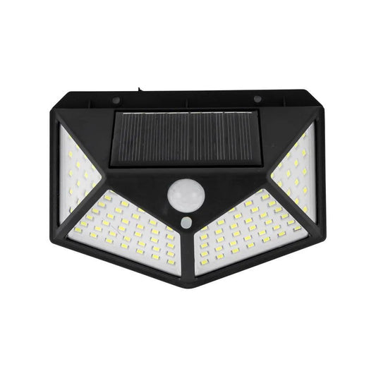 Solární lampa se snímačem pohybu, 100 LED, 20W, IP.65, černá