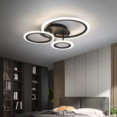 LED CHANDIER s Betty dálkovým ovládáním, 41W, 3 kruhy, chladné/horké/neutrální světlo, nestabilní, černé