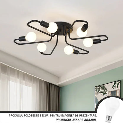 Modernistický lustr Hexa 6, 6x E27, černý, moderní design