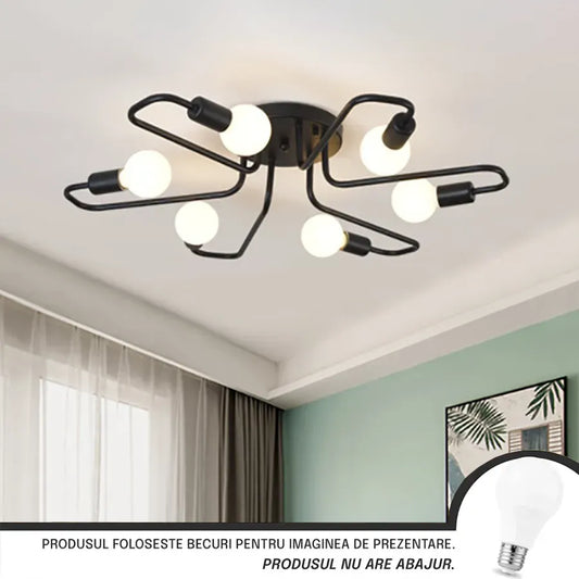 Modernistický lustr Hexa 6, 6x E27, černý, moderní design