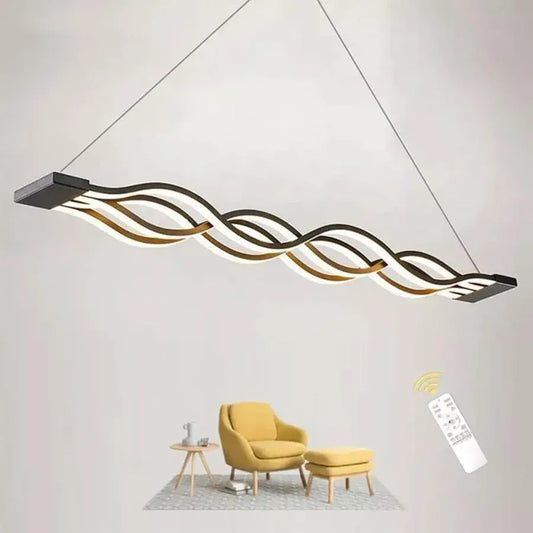 LED lustr zavěšený vlnovým dálkovým ovládáním, 76W, nastavitelnou výškou, chlad/horké/neutrální světlo, nestabilní, černé