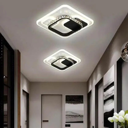 Křišťálový LED lustr ARIELLA 40W, čtvercový, studené/teplé/neutrální světlo, černý