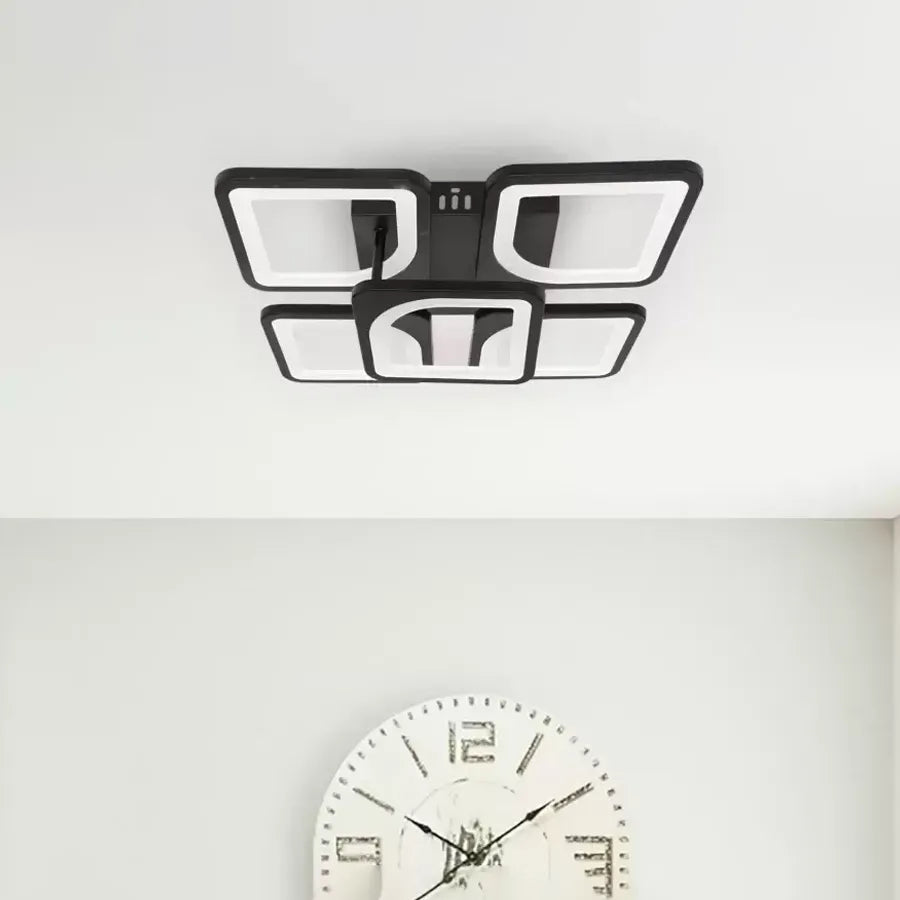 LED chtíč s dálkovým ovládáním, Zoe, 5 čtverců, 66W, studené/horké/neutrální světlo, nelash, černá