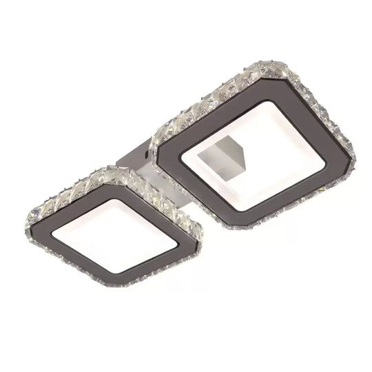 LED lustr s dálkovým ovládáním a krystalem QUADRIS 41W, 2 čtverce, studené/teplé/neutrální světlo, stmívatelné, bílý křišťálový LED lustr Výchozí název Alessandro Design