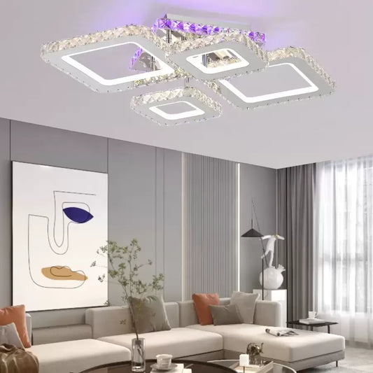 Lust LED NOVA Rhomba s krystaly, 4 zdroje světla, RGB, dálkové ovládání, 60W, lesklý chrom