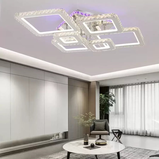 Lust LED NOVA Rhomba s krystaly, 6 světelných zdrojů, RGB, dálkové ovládání, 178W, Glossy Chrome