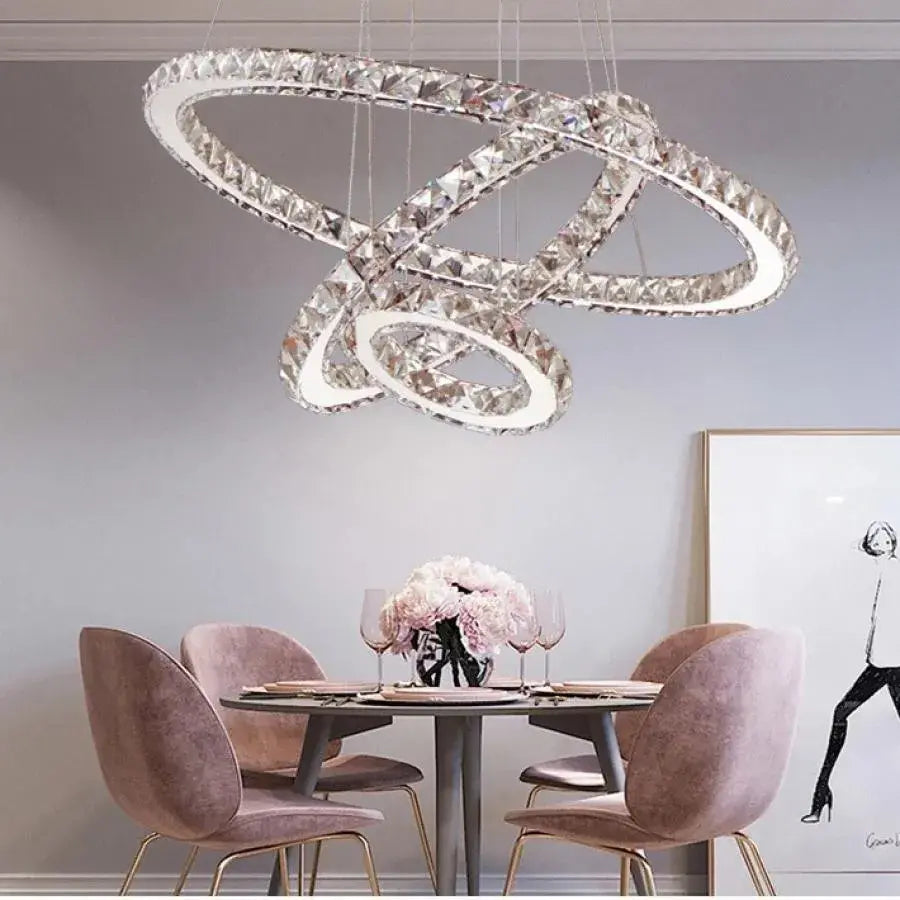 LED LED LUD LUMINIS, 78W, Crystal and Metal, 3 kruhy, dimable, nastavitelná výška, studená/horké/neutrální světlo, luxusní osvětlení