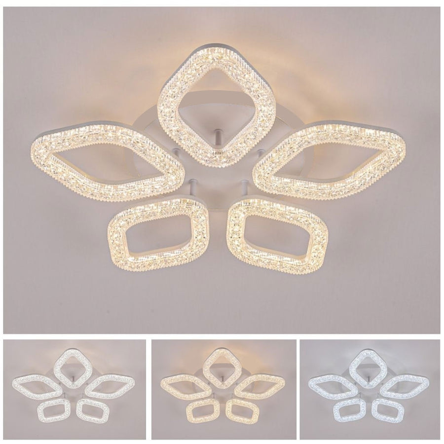 Lustra LED cu telecomanda, 67W, Lumina Rece/Calda/Neutra, Dimabila, Auriu