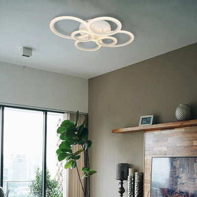 LED CHANDIER s Betty dálkovým ovládáním, 82W, 6 kruhů, studené/horké/neutrální světlo, nestabilní, bílá