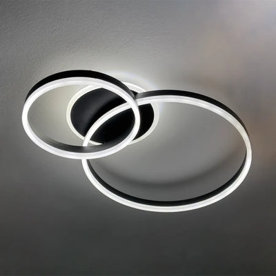 LED CHANDIER s dálkovým ovládáním Haileyho, 71W, 2 kruhy, chladné/horké/neutrální světlo, laskavé, černé