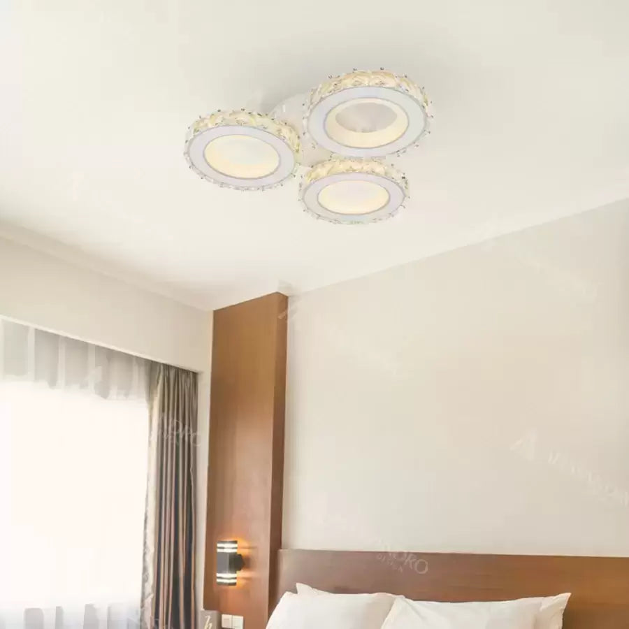 LED LED ECOTIUS LED s dálkovým ovládáním, 72W, Chrome s bílým, studeným/horkým/neutrálním světlem, kovem a krystalem, praní, IP.20