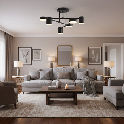LED lustr GALIOS 72W, 6 prvků, studené/teplé/neutrální světlo, černá