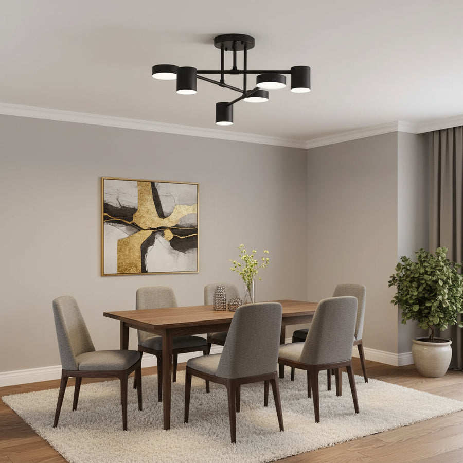 LED lustr GALIOS 72W, 6 prvků, studené/teplé/neutrální světlo, černá