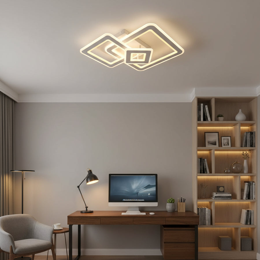 Lustra LED Horetensia cu Telecomanda, 116W, Dimabil, Lumina Calda/ Neutra/ Rece, Alb