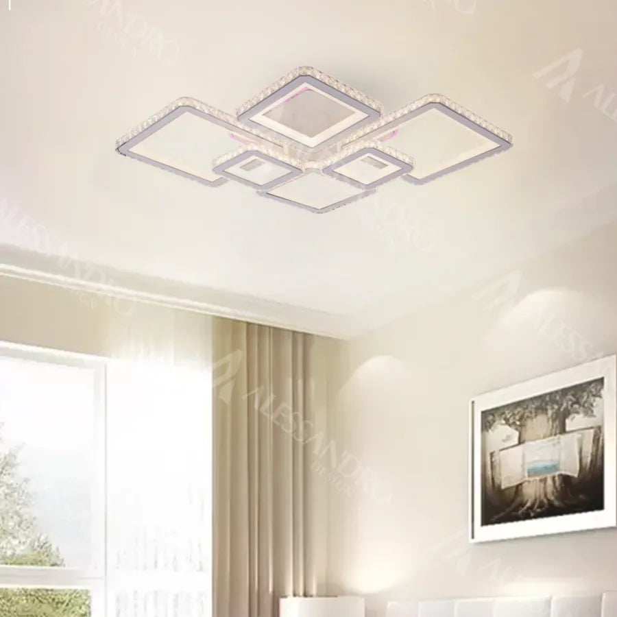 RGB LED LED THEST s dálkovým ovládáním Quadris, 240W, 6 čtverců, studené/horké/neutrální světlo, Daisy, bílá