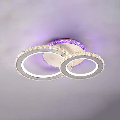 Lust LED Nova Rovon s krystaly, 2 světelné zdroje, RGB, s dálkovým ovládáním, 43W, bílý a nerezový