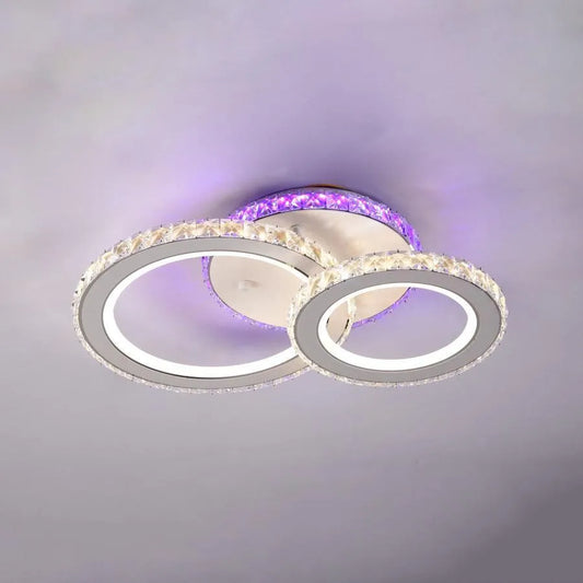 Lust LED Nova Rovon s krystaly, 2 světelné zdroje, RGB, s dálkovým ovládáním, 43W, bílý a nerezový