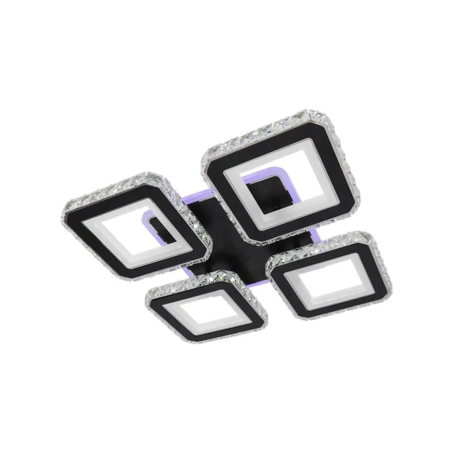 LED CHANDIER s dálkovým ovládáním Leila, 79W, 4 čtverce, studené/horké/neutrální světlo, nestabilní, černé
