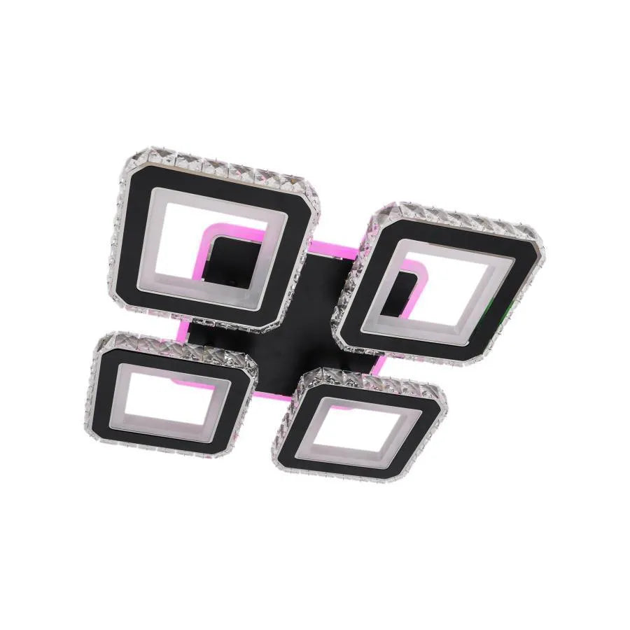 LED CHANDIER s dálkovým ovládáním Leila, 79W, 4 čtverce, studené/horké/neutrální světlo, nestabilní, černé