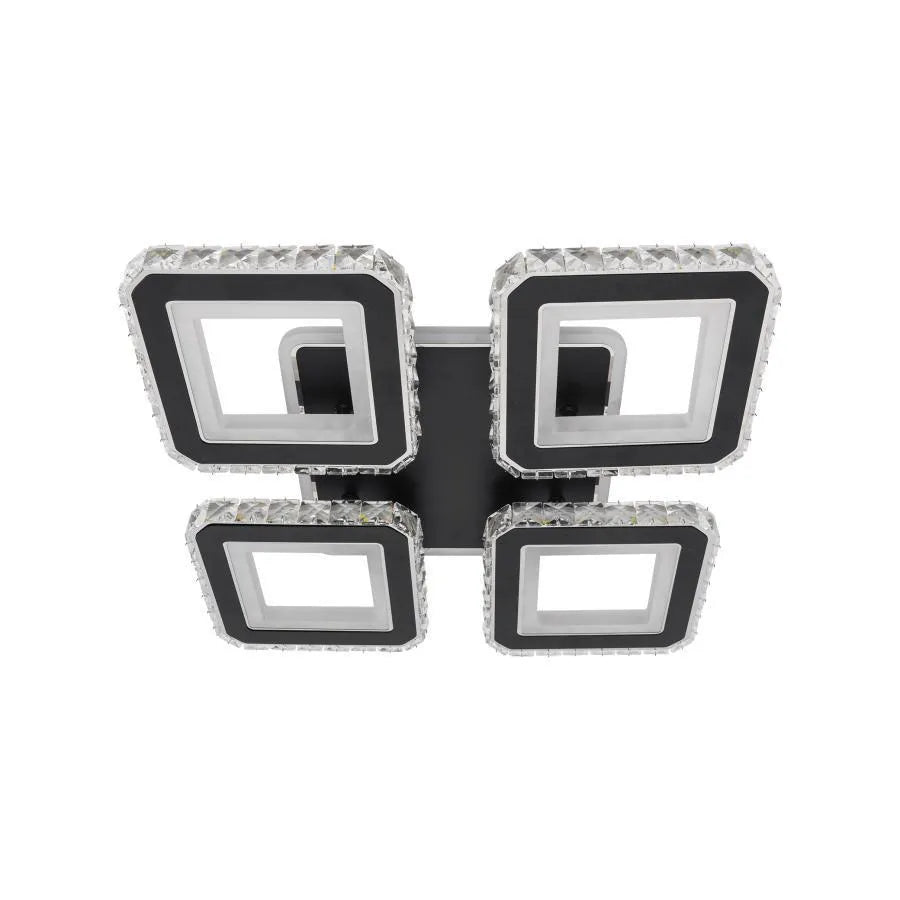 LED CHANDIER s dálkovým ovládáním Leila, 79W, 4 čtverce, studené/horké/neutrální světlo, nestabilní, černé