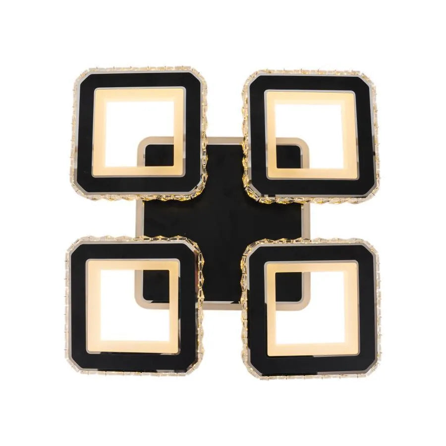LED CHANDIER s dálkovým ovládáním Leila, 79W, 4 čtverce, studené/horké/neutrální světlo, nestabilní, černé
