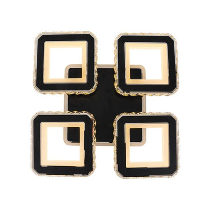 LED CHANDIER s dálkovým ovládáním Leila, 79W, 4 čtverce, studené/horké/neutrální světlo, nestabilní, černé