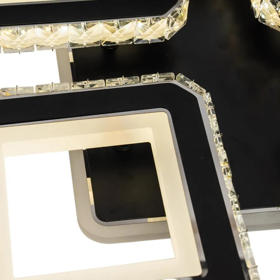 LED CHANDIER s dálkovým ovládáním Leila, 79W, 4 čtverce, studené/horké/neutrální světlo, nestabilní, černé