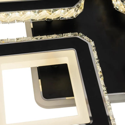LED CHANDIER s dálkovým ovládáním Leila, 79W, 4 čtverce, studené/horké/neutrální světlo, nestabilní, černé