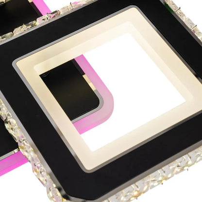 LED CHANDIER s dálkovým ovládáním Leila, 79W, 4 čtverce, studené/horké/neutrální světlo, nestabilní, černé