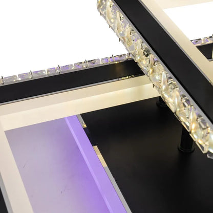 Lulus vedl Nova Quadria s krystaly, 3 zdroje světelných zdrojů, RGB, s dálkovým ovládáním, 154W, Black & nerezový