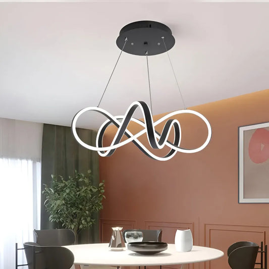 LED CHANDIER SUSPEDENDED s dálkovým dálkovým ovladačem Halo, 138W, nastavitelná výška, studená/horká/neutrální světlo, nestabilní, černé