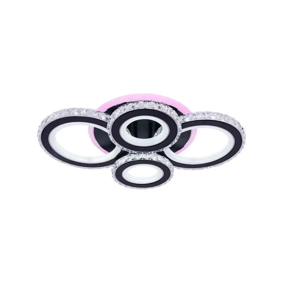 LED LED nova rovon s krystaly, 4 světelné zdroje, RGB, s dálkovým ovládáním, 68W, černou a skvrnou