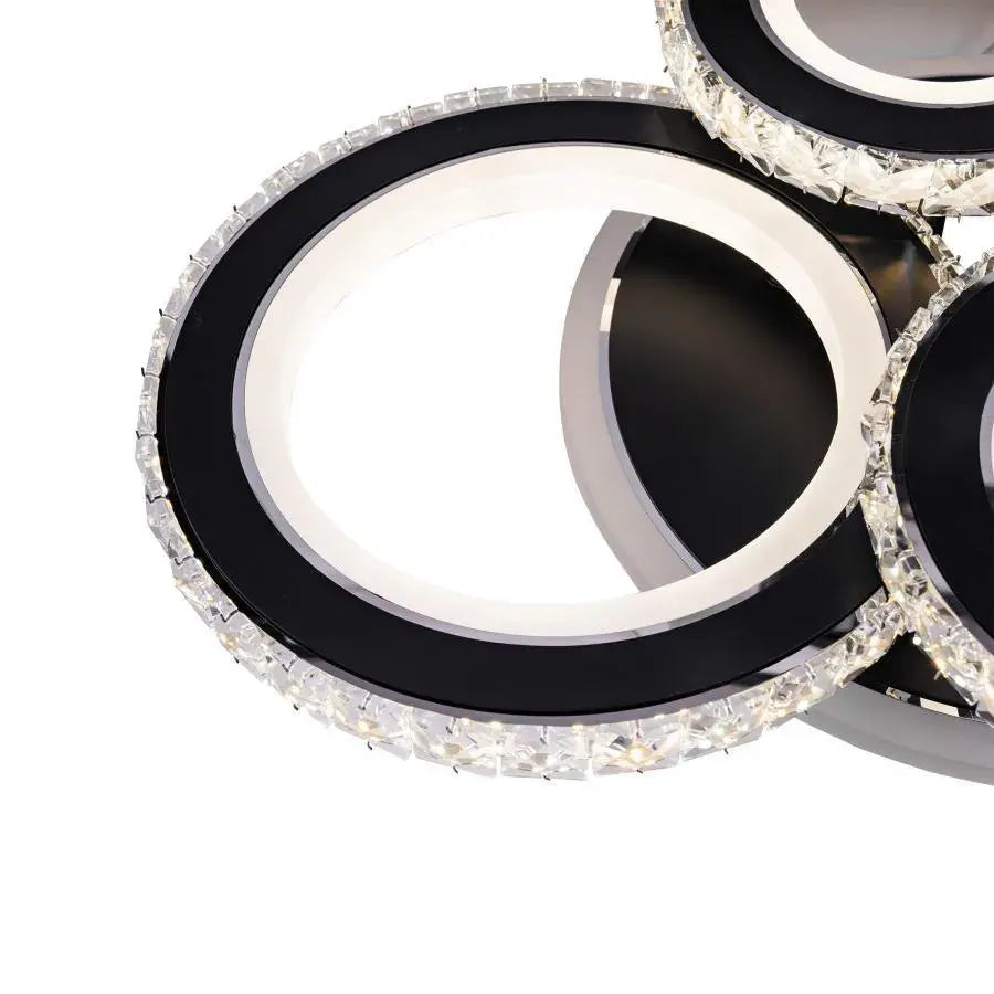 LED LED nova rovon s krystaly, 4 světelné zdroje, RGB, s dálkovým ovládáním, 68W, černou a skvrnou