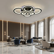 Lustra LED cu telecomanda si cristal NOVA ROTONDA RGB 145W, 6 Cercuri, lumina Rece/Calda/Neutra, Dimabila, Negru Lustre LED cu Telecomanda Default Title Alessandro Design