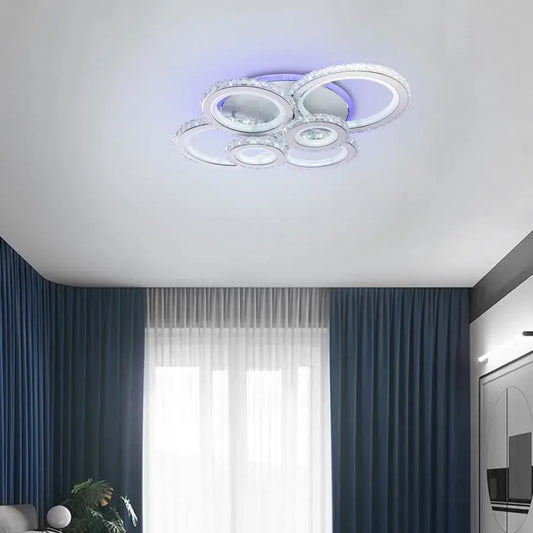 Lulus vedl Nova Rondra s krystaly, 6 světelných zdrojů, RGB, s dálkovým ovládáním, 154W, bílý a nerezový