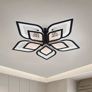 LED CHANDIER s dálkovým ovládáním Dalia, 170W, 5 okvětních lístků, studené/horké/neutrální světlo, nestabilní, černé