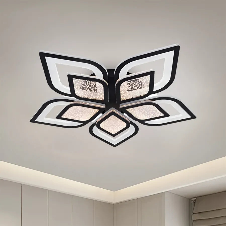 LED CHANDIER s dálkovým ovládáním Dalia, 170W, 5 okvětních lístků, studené/horké/neutrální světlo, nestabilní, černé