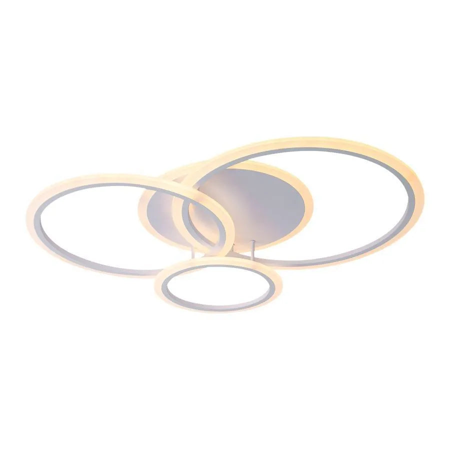 LED CHANDIER s dálkovým ovládáním Lucy, 70W, 4 kruhy, chladné/horké/neutrální světlo, nestabilní, bílé
