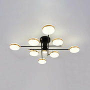 LED lustr s dálkovým ovládáním a krystalem MISEL 154W, 9 prvků, studené/teplé/neutrální světlo, stmívatelný, černé zlato