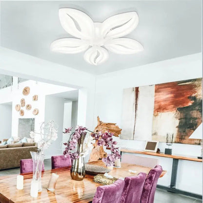 LED CHANDIER s dálkovým ovládáním orchideje, 65W, 5 okvětních lístků, studené/horké/neutrální světlo, nestabilní, bílé