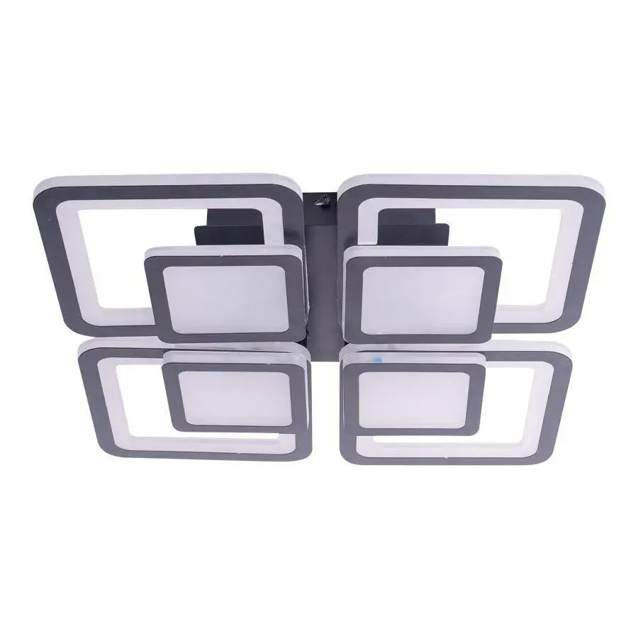 LED CHANDIER se sezamovým dálkovým ovládáním, 77W, 4 čtverce, studené/horké/neutrální světlo, nestabilní, černé
