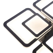 LED CHANDIER se sezamovým dálkovým ovládáním, 77W, 4 čtverce, studené/horké/neutrální světlo, nestabilní, černé