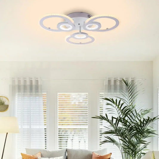LED CHANDIER s Kadeovým dálkovým ovládáním, 80W, 3 kruhy, chladné/horké/neutrální světlo, nestabilní, bílé