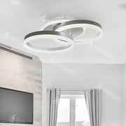 LED CHANDIER s dálkovým ovládáním Lyra, 120 W, 2 kruhy, mamín, kartáčované stříbro, chlad/horké/neutrální světlo
