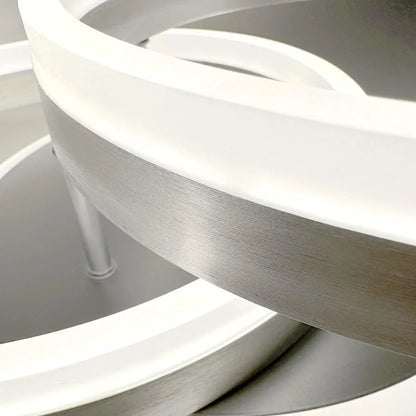 LED CHANDIER s dálkovým ovládáním Lyra, 120 W, 2 kruhy, mamín, kartáčované stříbro, chlad/horké/neutrální světlo