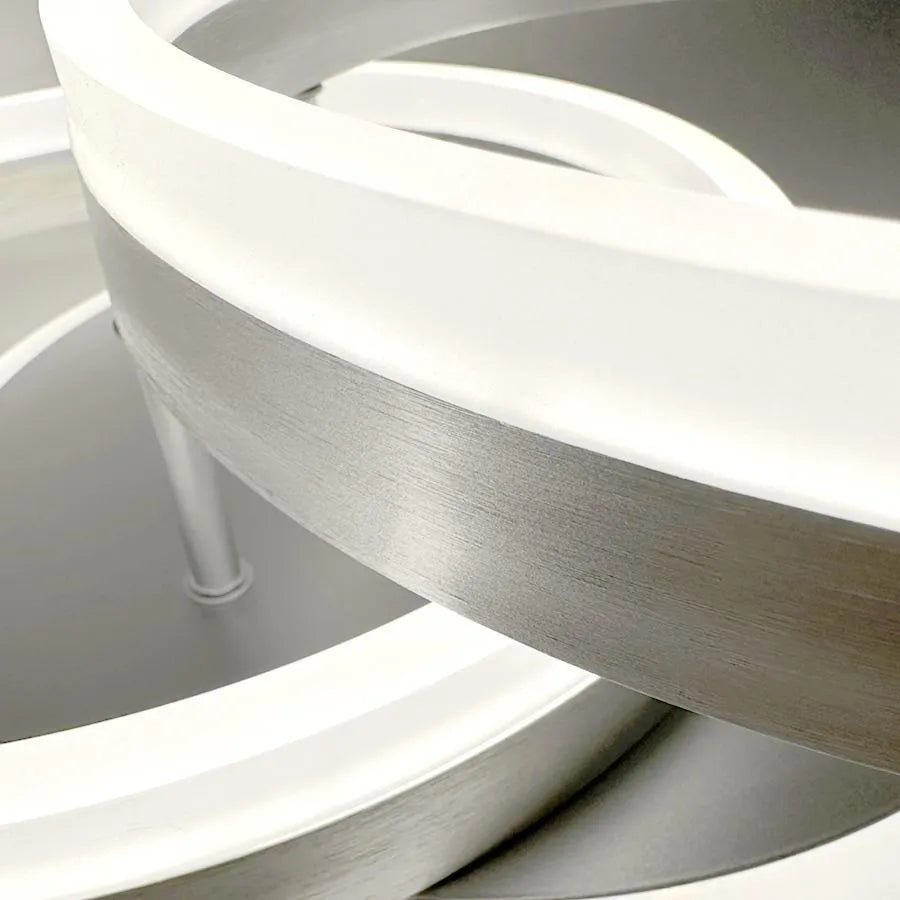 LED CHANDIER s dálkovým ovládáním Lyra, 120 W, 2 kruhy, mamín, kartáčované stříbro, chlad/horké/neutrální světlo
